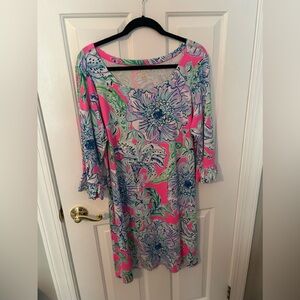 Lilly Pulitzer Floral Print Dress with Pink and Blue Accents